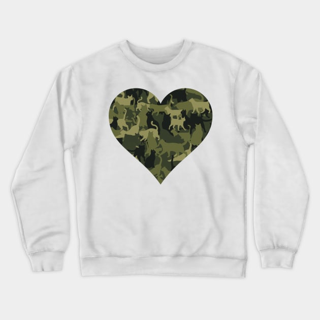 Cat Camouflage Cute design in a heart shape Crewneck Sweatshirt by SusanaDesigns